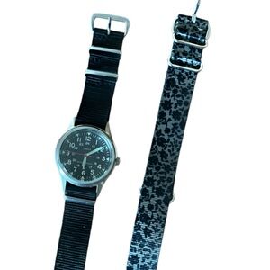 Timex x J.Crew Collaboration unisex Classic Military Navy Watch with 2 straps